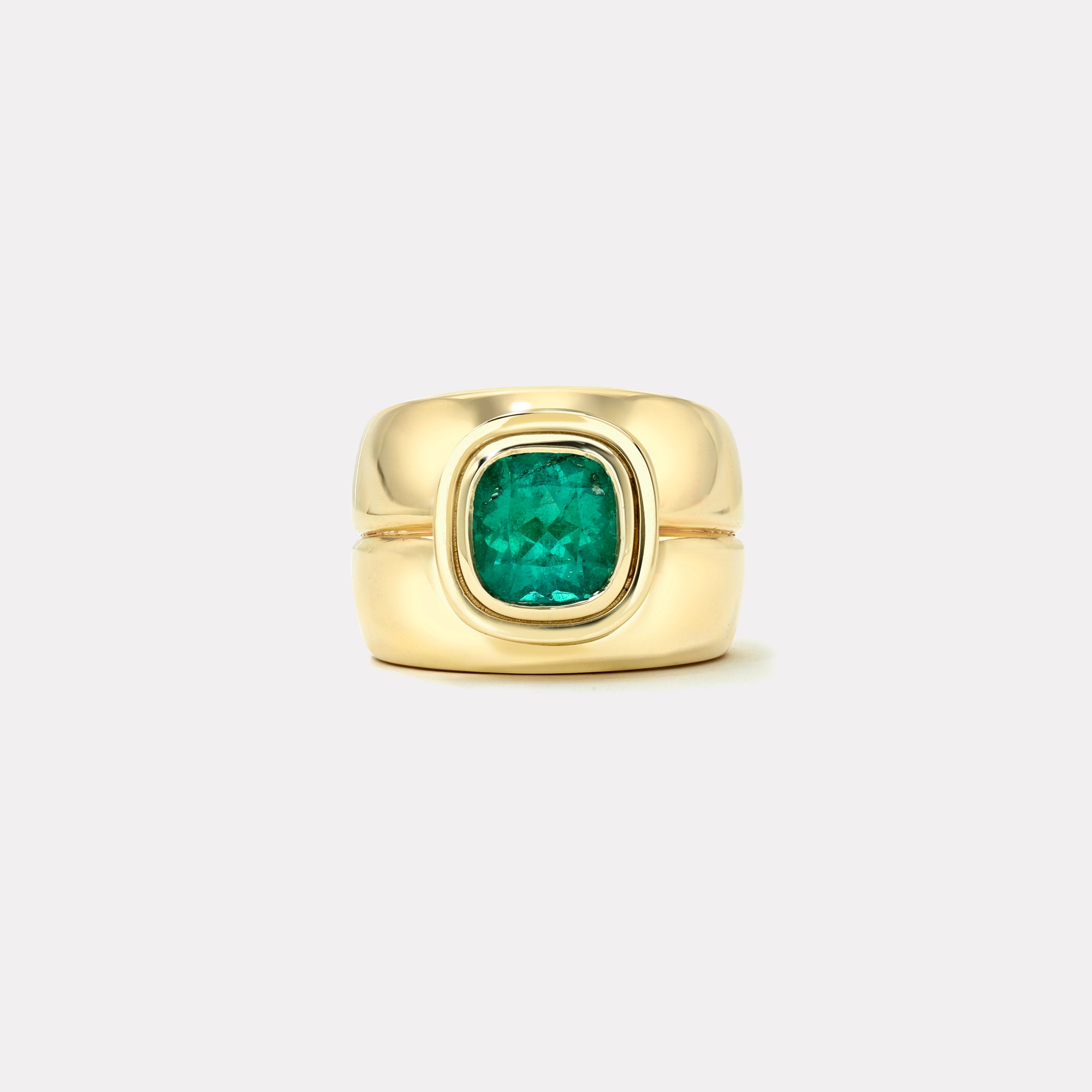 retrouvai 1.72ct Cushion Emerald Bounce Cigar Band