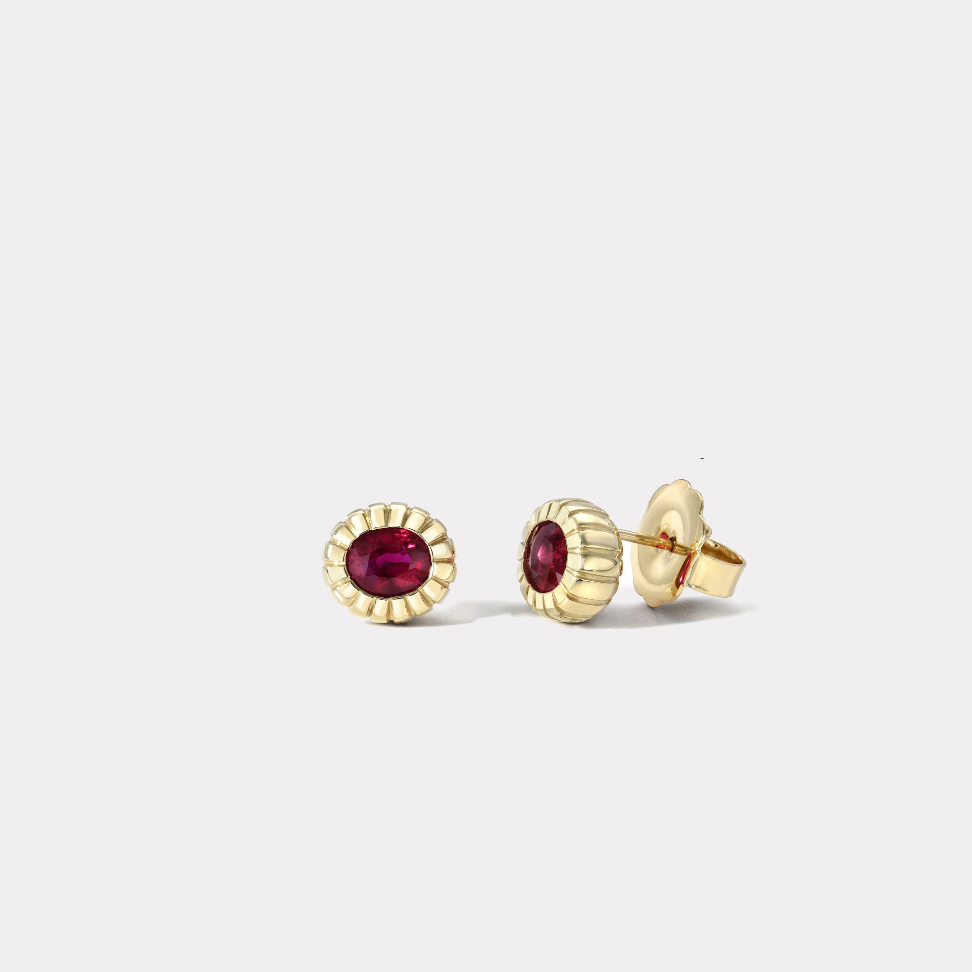retrouvai 1.92ct Ruby Heirloom Bezel Stud Earrings