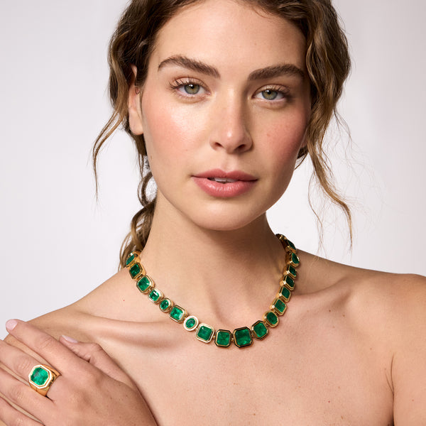 Retrouvai 102.87ct Emerald Bounce Necklace