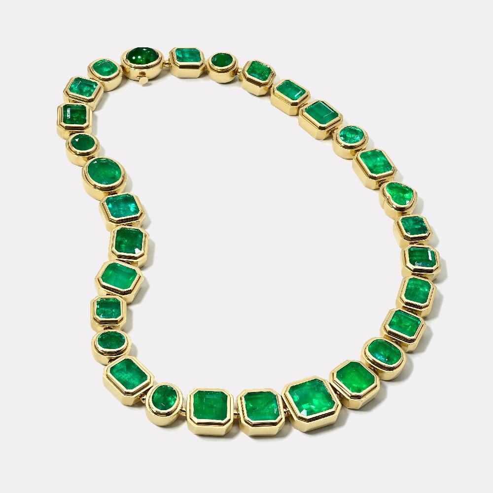 retrouvai 102.87ct Emerald Bounce Necklace