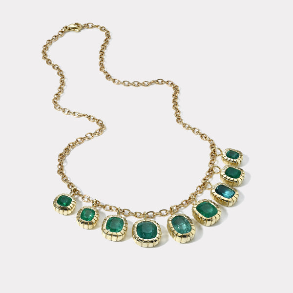 Retrouvai 14.3ct Emerald Heirloom Bezel Necklace