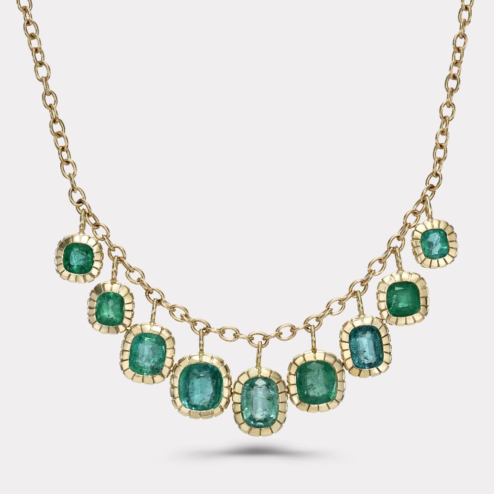 retrouvai 14.3ct Emerald Heirloom Bezel Necklace