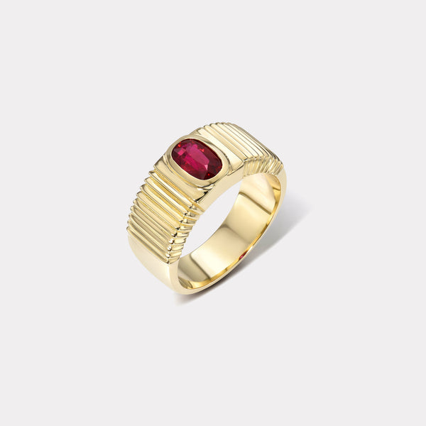Retrouvai 1ct Oval Ruby Pleated Solitaire Band