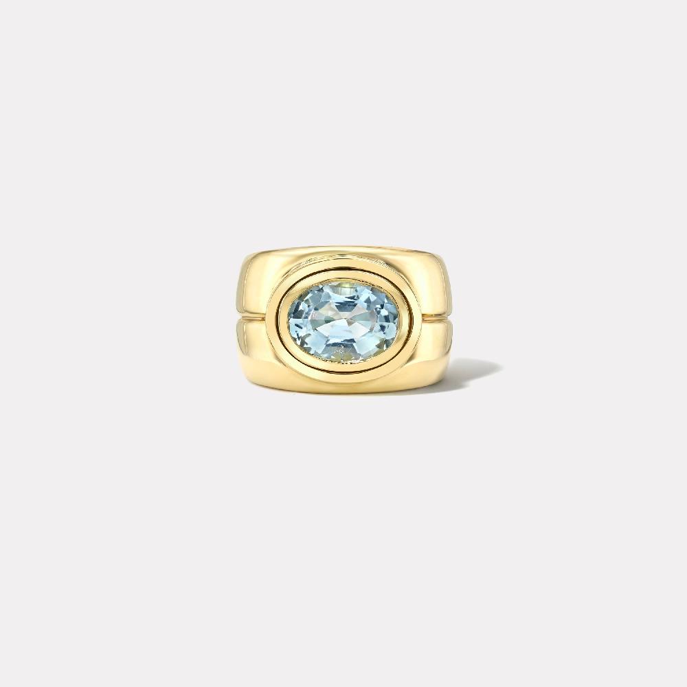 retrouvai 2.10ct Oval Aquamarine Bounce Cigar Band