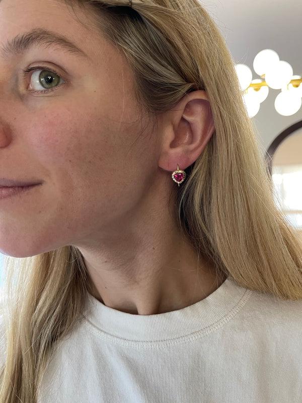 Retrouvai 2.18ct Rubellite Heirloom Bezel Earrings