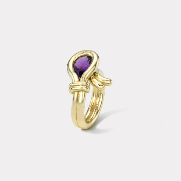 Retrouvai 2.34ct Pear Amethyst Loop Ring