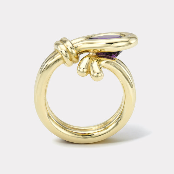 Retrouvai 2.34ct Pear Amethyst Loop Ring
