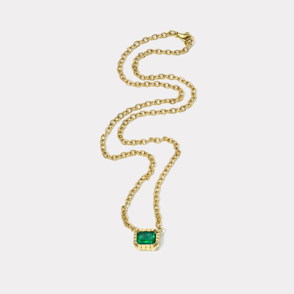 Retrouvai 2.6ct Emerald Heirloom Bezel Pendant