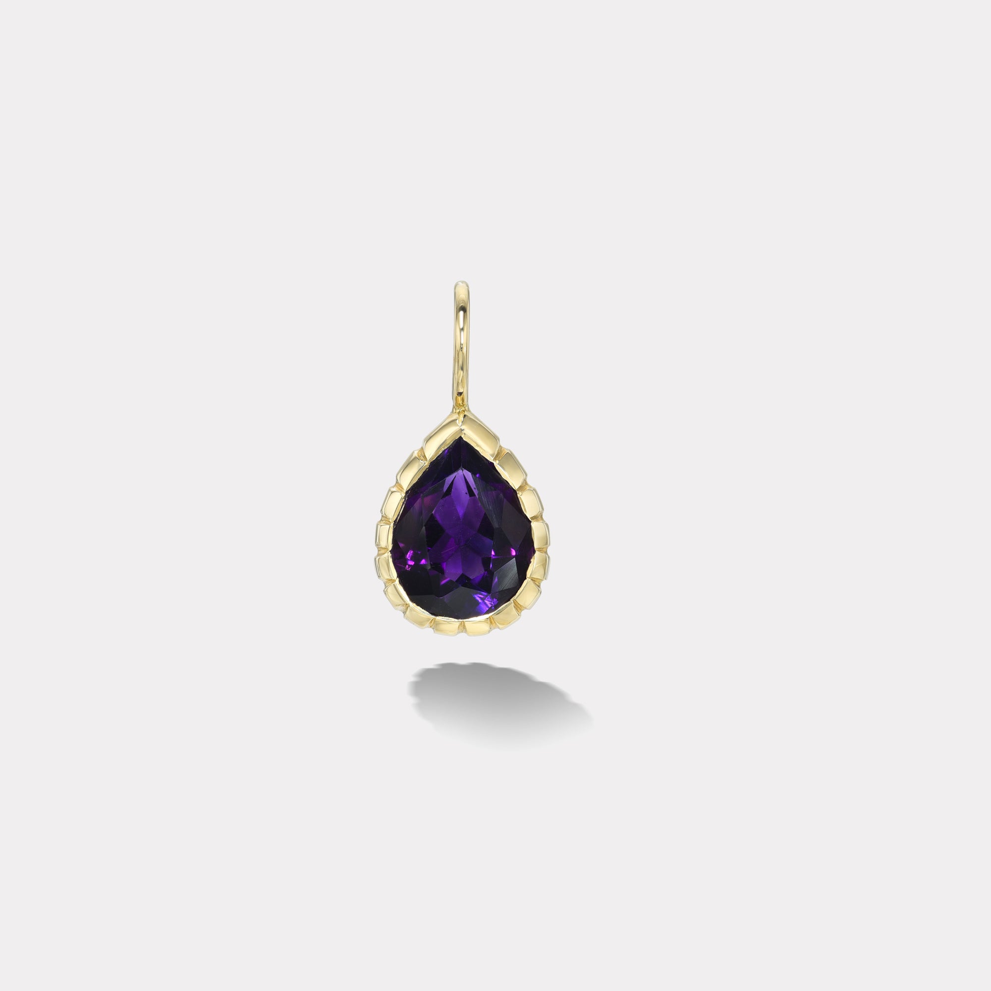 retrouvai 2ct Pear Amethyst Heirloom Bezel Charm