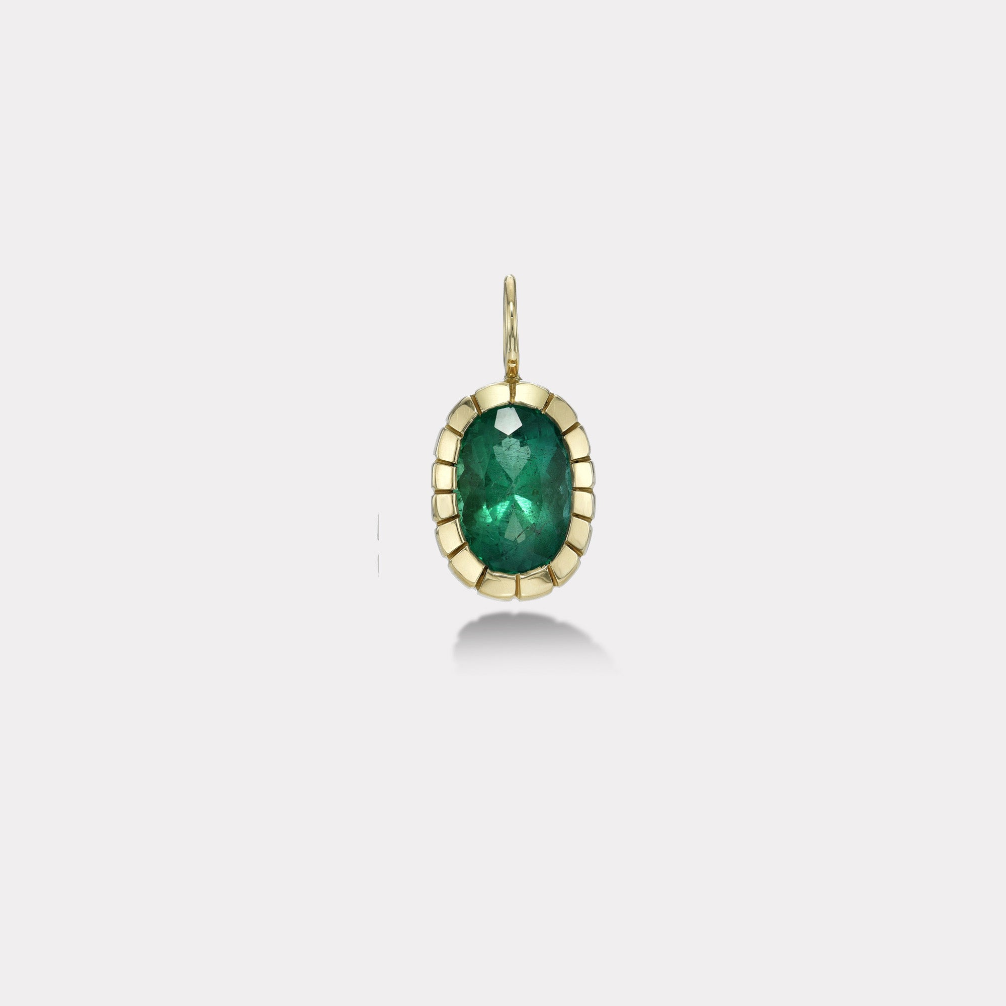 retrouvai 3.47ct Oval Emerald Heirloom Bezel Charm