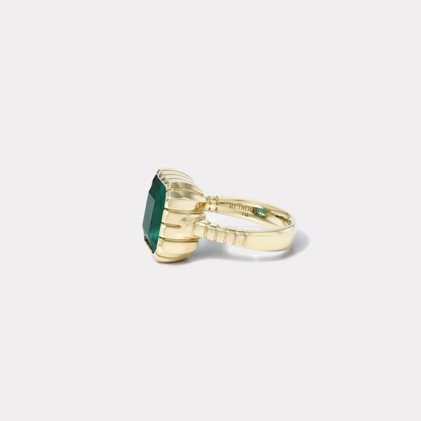 Retrouvai 3.69ct Emerald Heirloom Bezel Ring