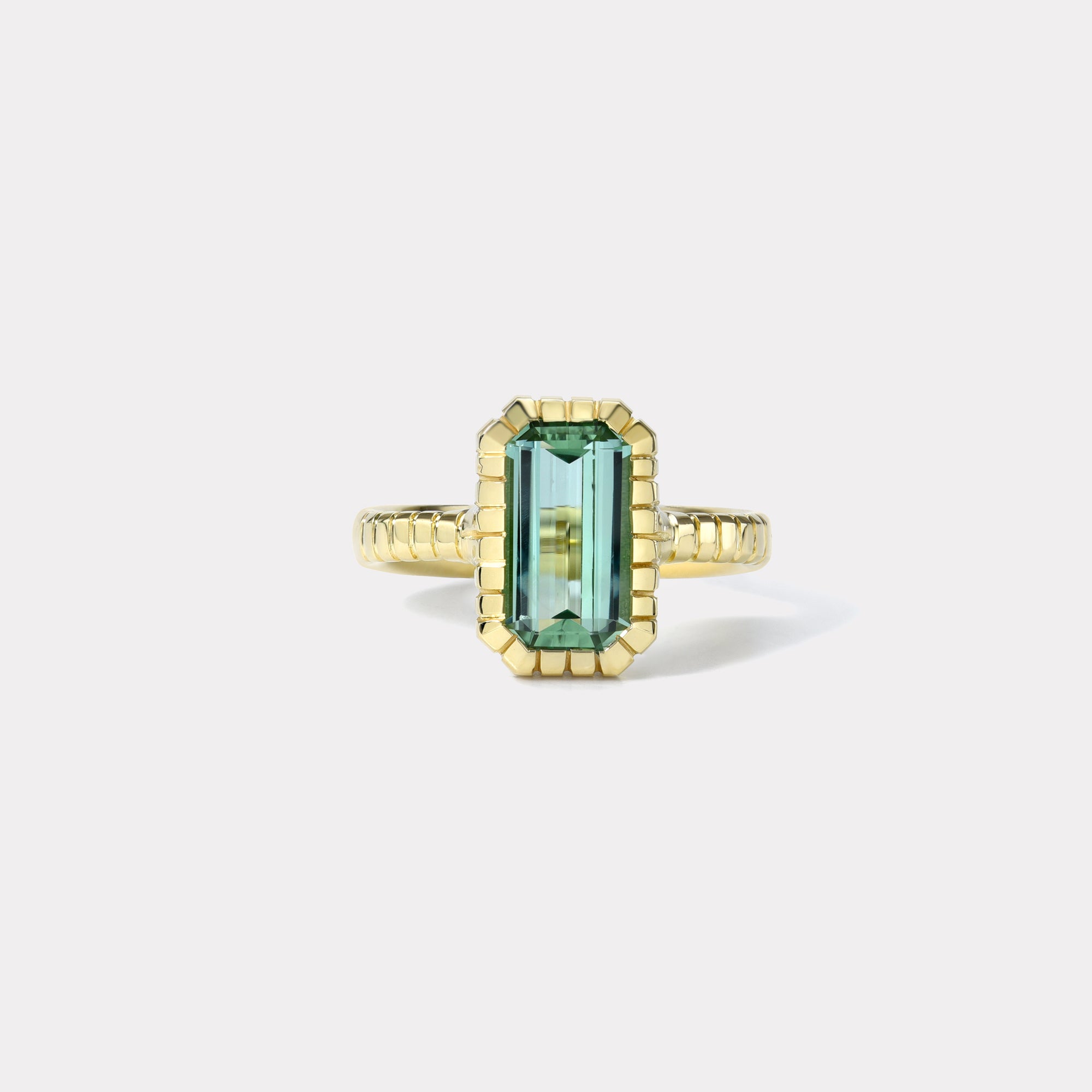 retrouvai 3ct Mint Tourmaline Heirloom Bezel Ring