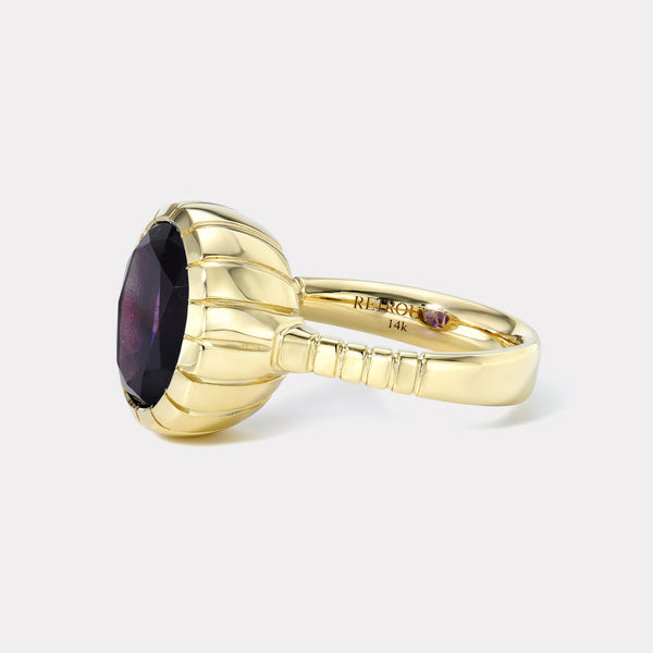 Retrouvai 4.08ct Amethyst Heirloom Bezel Ring