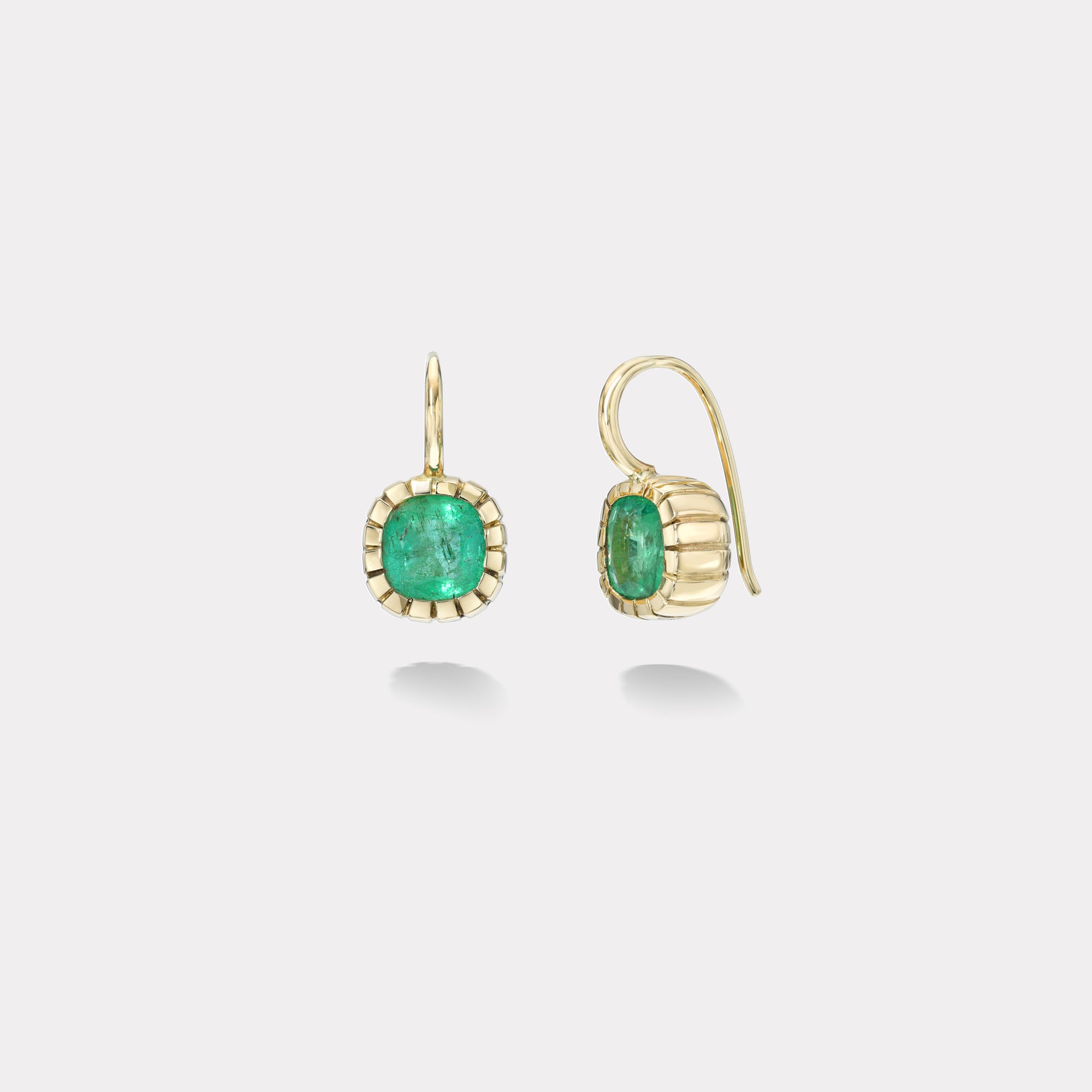 retrouvai 4.19ct Cushion Cut Emerald Earrings