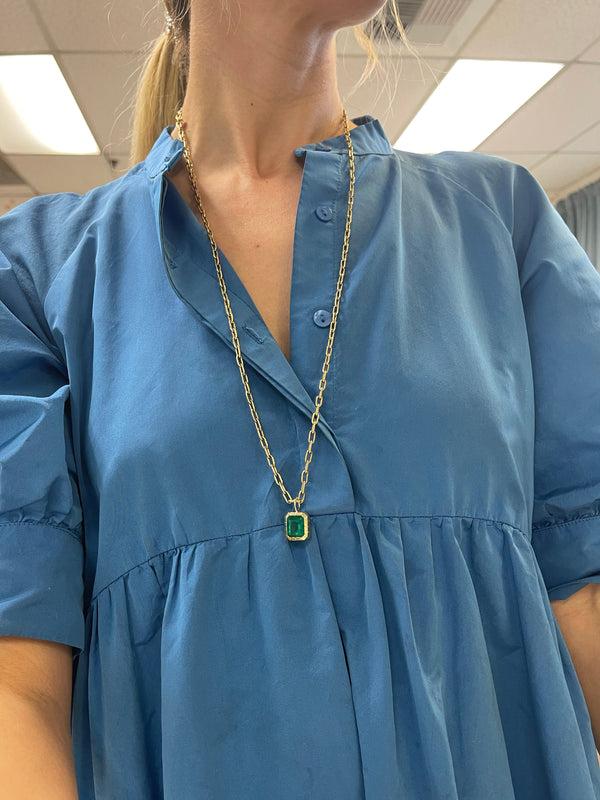 Retrouvai 4.63ct Emerald Heirloom Bezel Charm