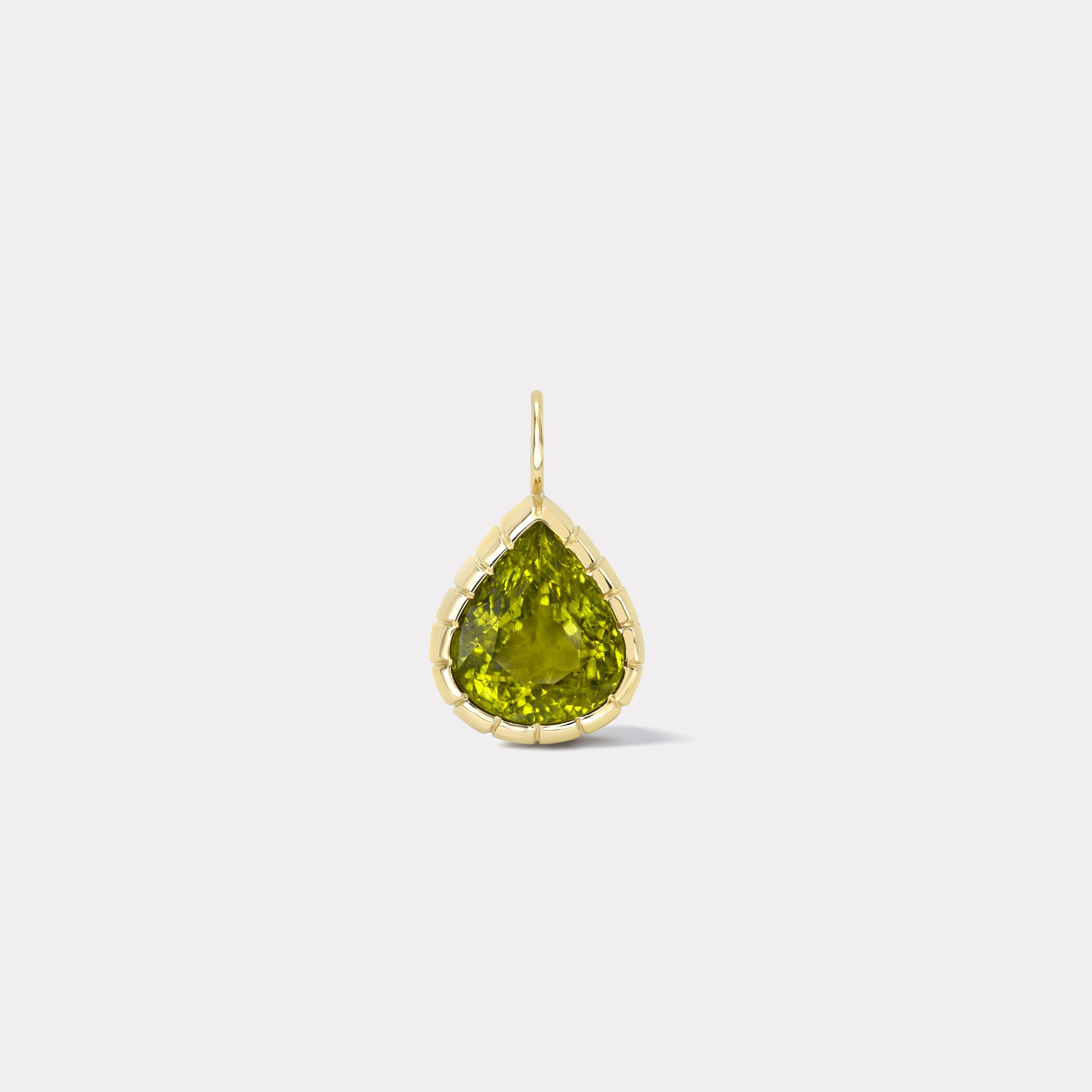 retrouvai 5.45ct Pear Peridot Heirloom Bezel Charm