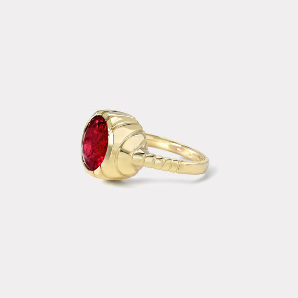 Retrouvai 7.22ct Rubellite Heirloom Bezel Ring