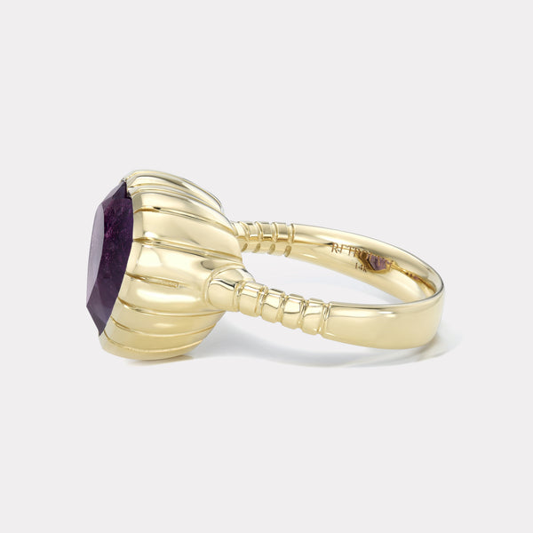 Retrouvai 7.4ct Heart Amethyst Heirloom Bezel Ring