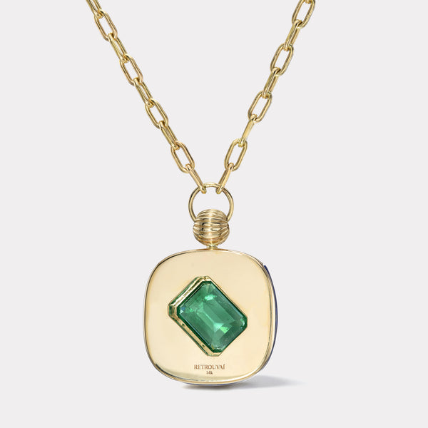 Retrouvai 7.98ct Emerald In Lapis Impetus Pendant
