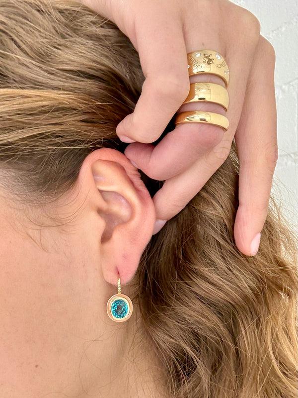 Retrouvai 8.64ct Oval Blue Zircon Bounce Earrings