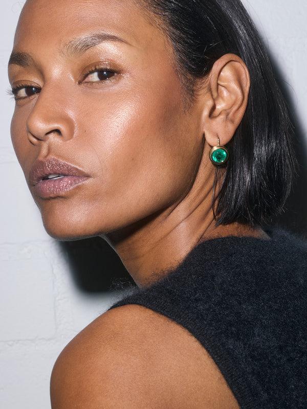 Retrouvai 8.85ct Round Emerald Bounce Earrings
