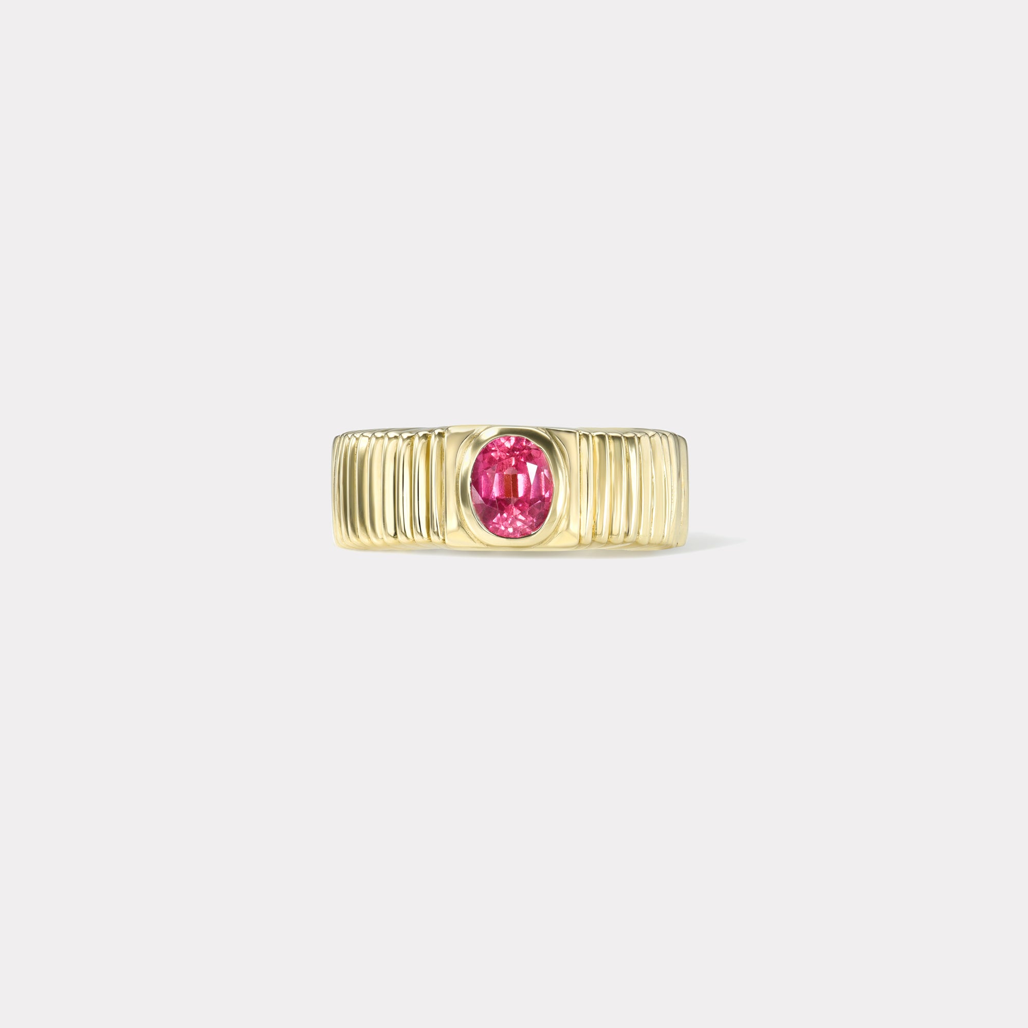 retrouvai .80ct Oval Spinel Pleated Solitaire Band