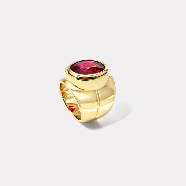 Retrouvai 9.17ct Oval Rubellite Bounce Cigar Band