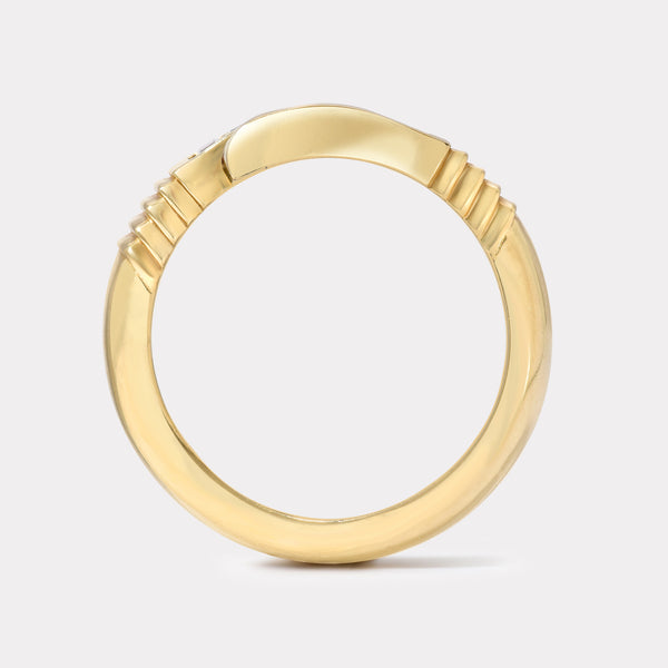 Retrouvai Blue Sapphire Baguette Buckle Ring