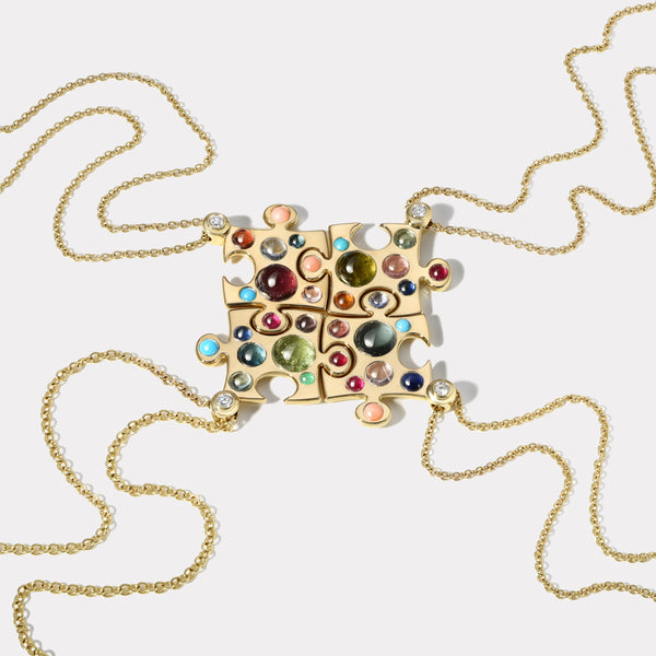 Retrouvai Cabochon Gemstone Impetus Puzzle Pendant