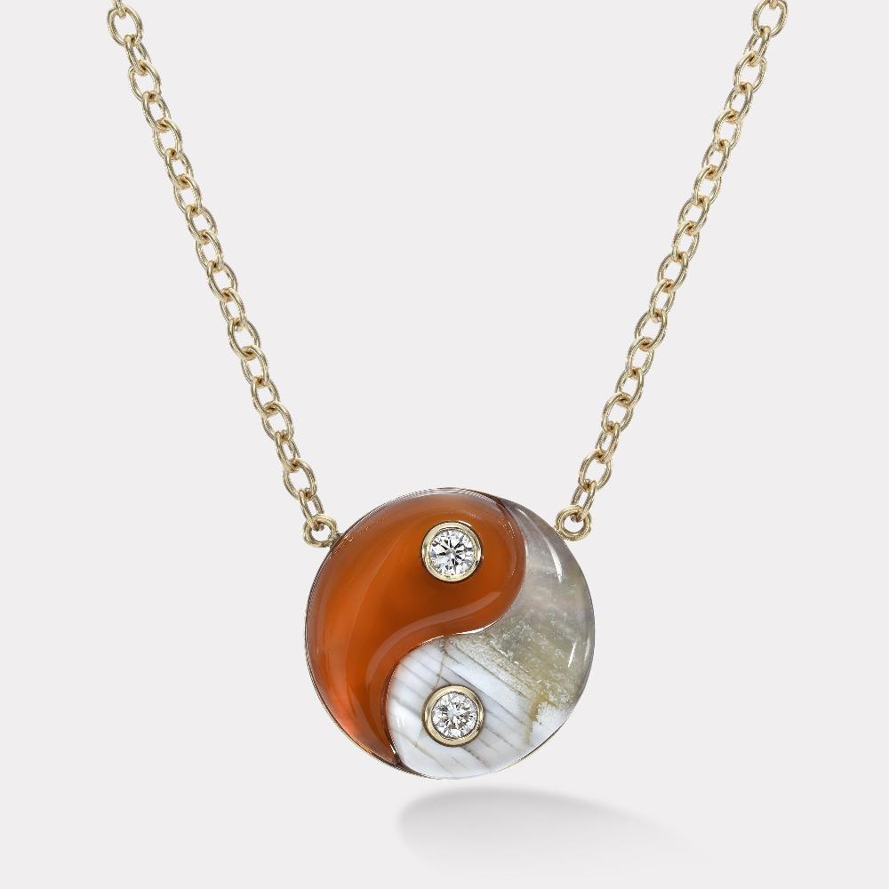 retrouvai Carnelian & Agate Large Yin Yang Pendant