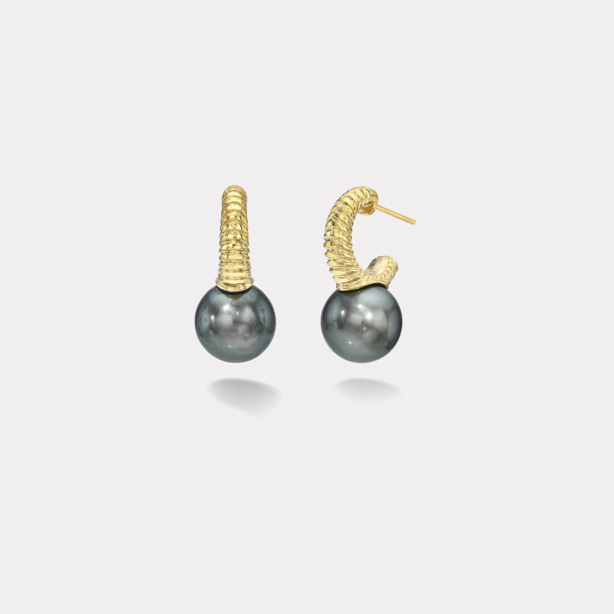 retrouvai Classic Modern Love Tahitian Pearl Hoops