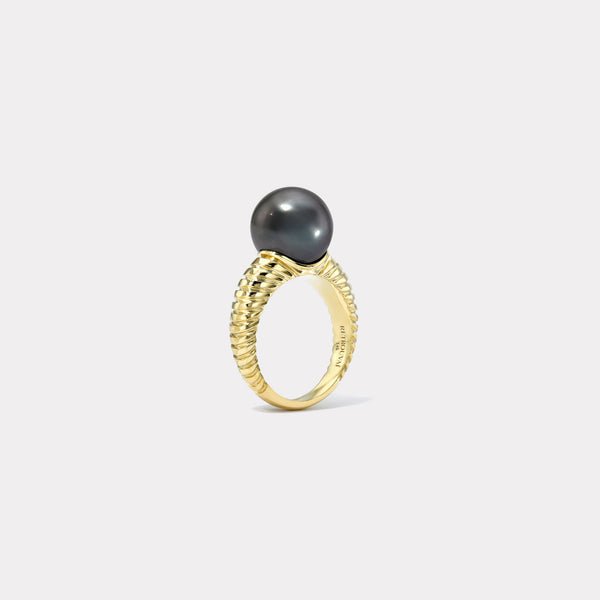 Retrouvai Classic Tahitian Pearl Modern Love Ring