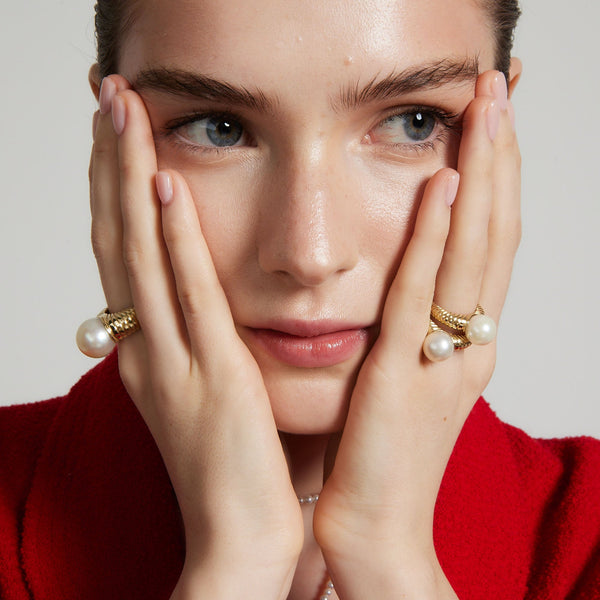 Retrouvai Classic Tahitian Pearl Modern Love Ring