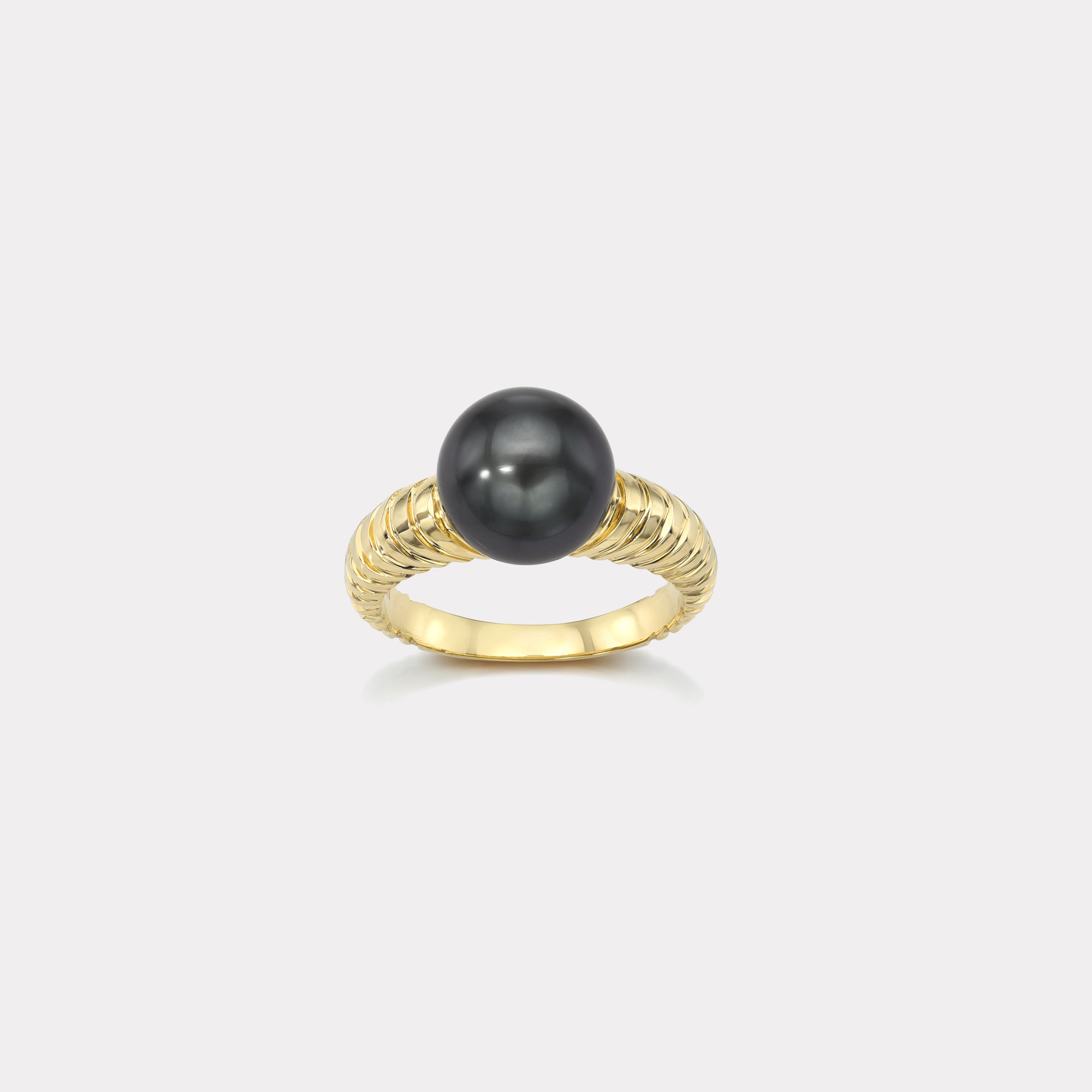 retrouvai Classic Tahitian Pearl Modern Love Ring