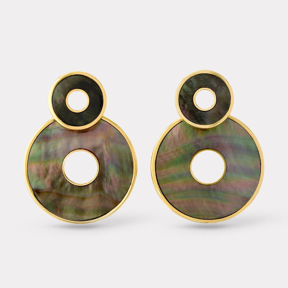 retrouvai Dark Mother of Pearl Swivel Earrings