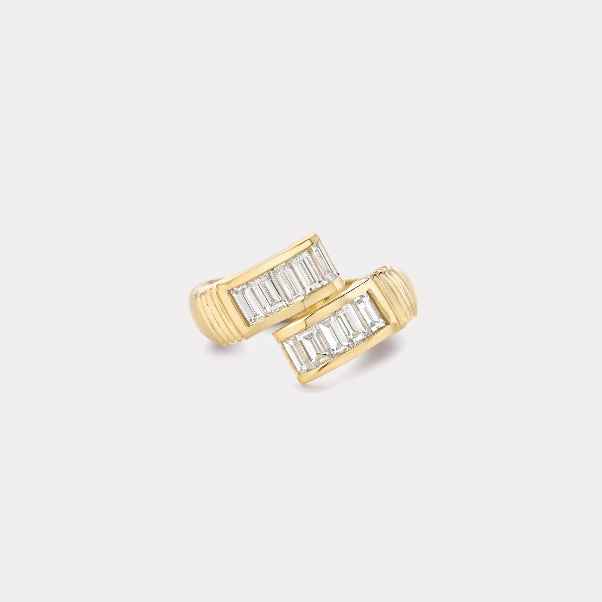 retrouvai Diamond Baguette Buckle Ring