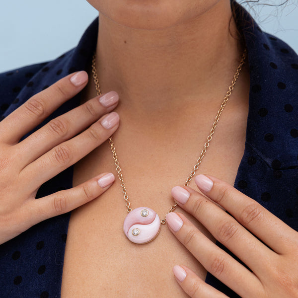Retrouvai Double Pink Opal Large Yin Yang Pendant