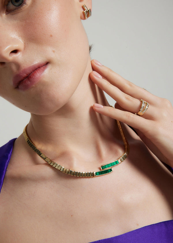 Retrouvai Emerald Baguette Buckle Collar