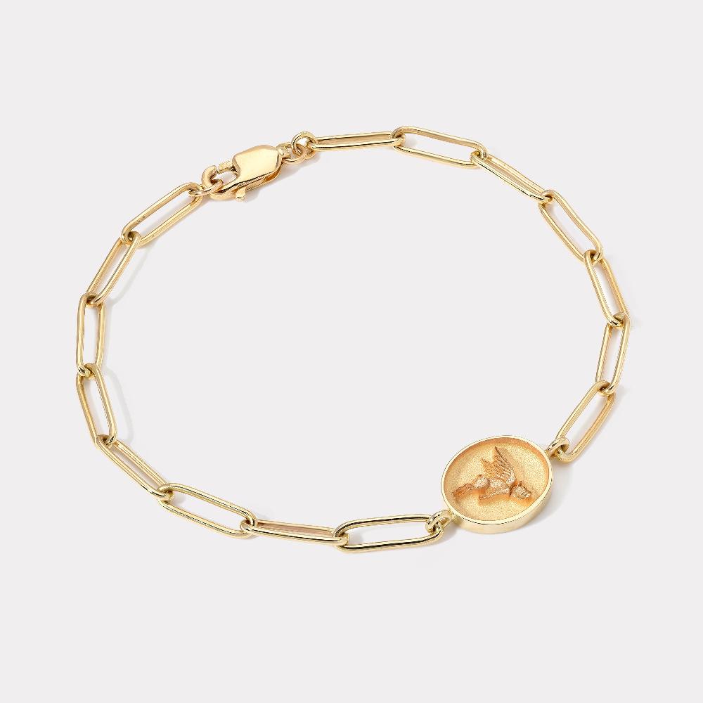 retrouvai Fantasy Signet Link Bracelet - Flying Pig