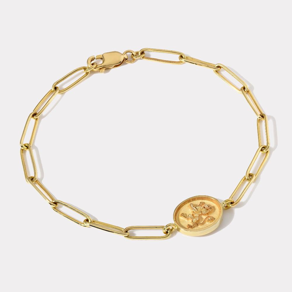 retrouvai Fantasy Signet Link Bracelet - Lion