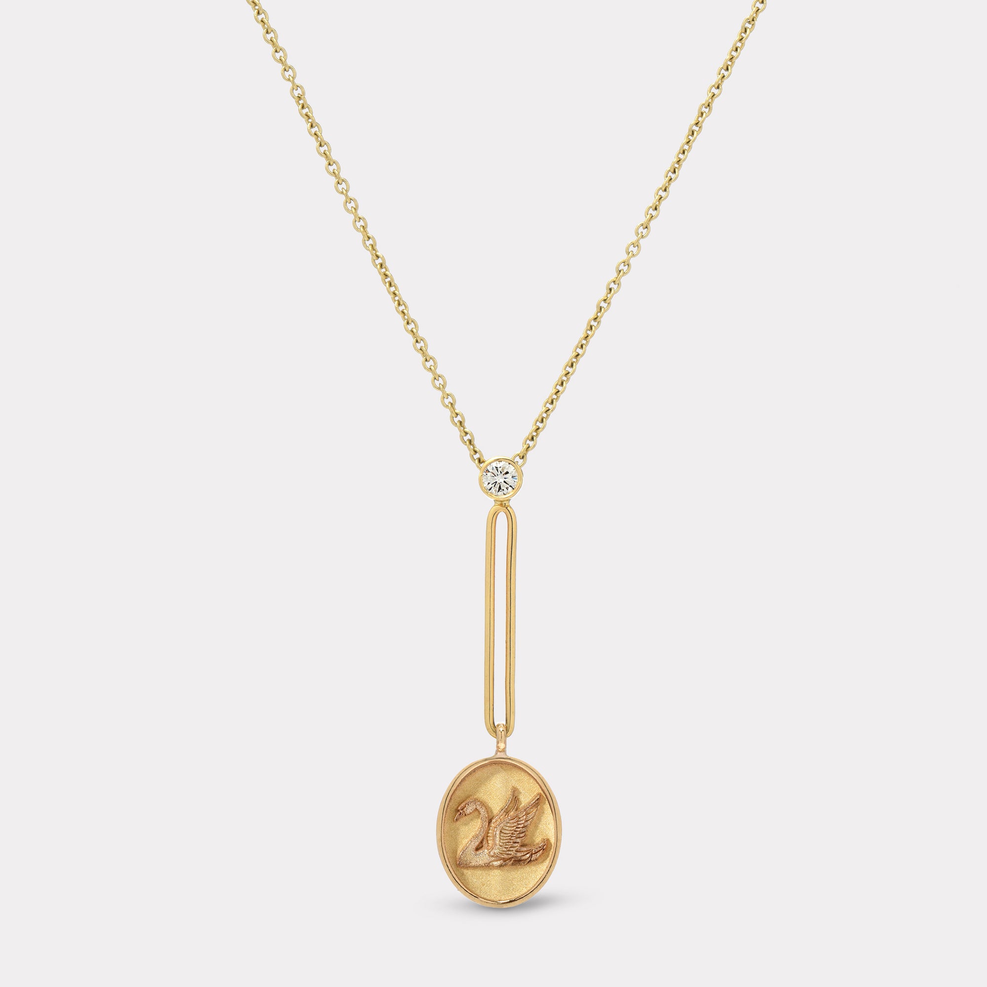 retrouvai Fantasy Signet Pendant Necklace - Swan