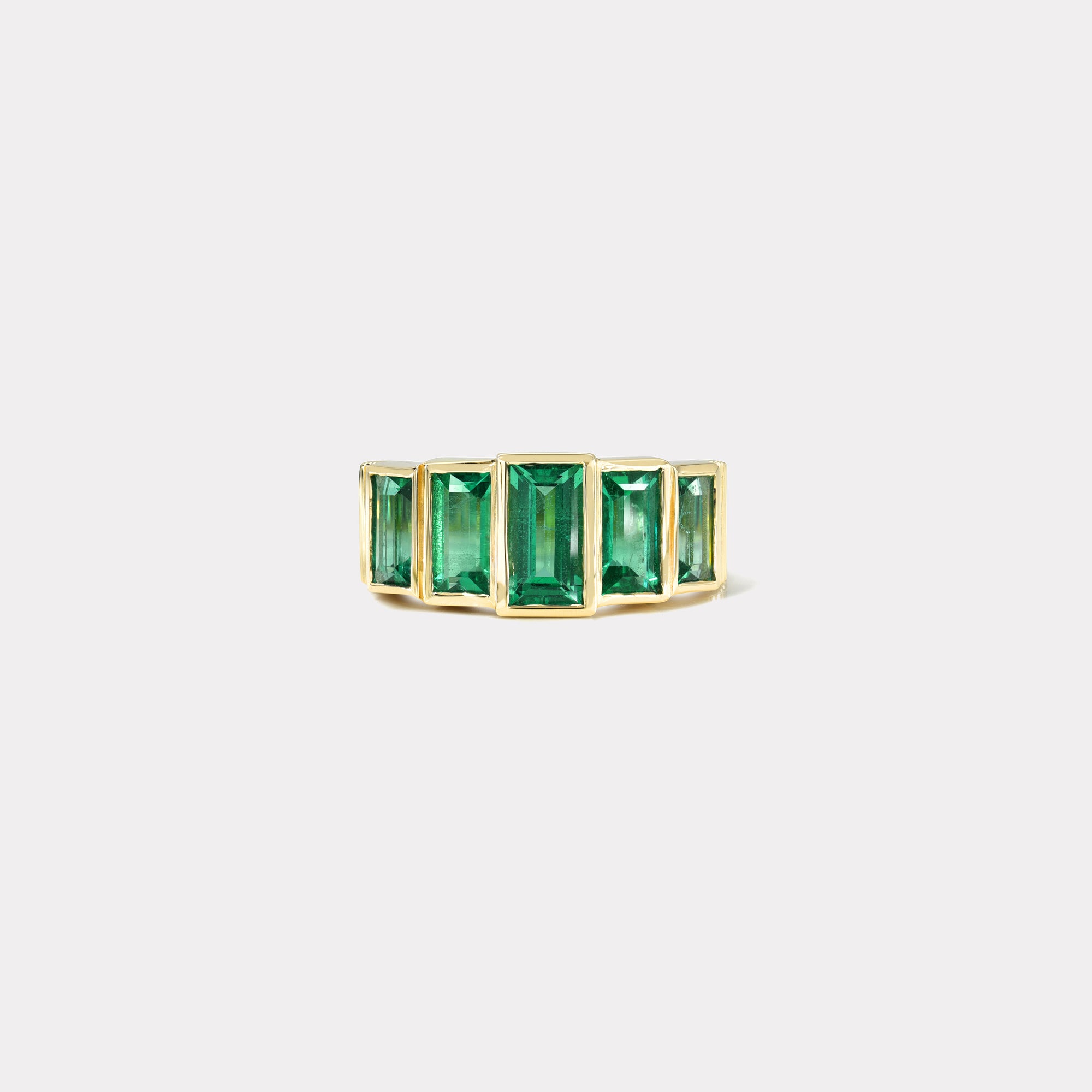retrouvai Graduated Emerald Baguette 5 Stone Band