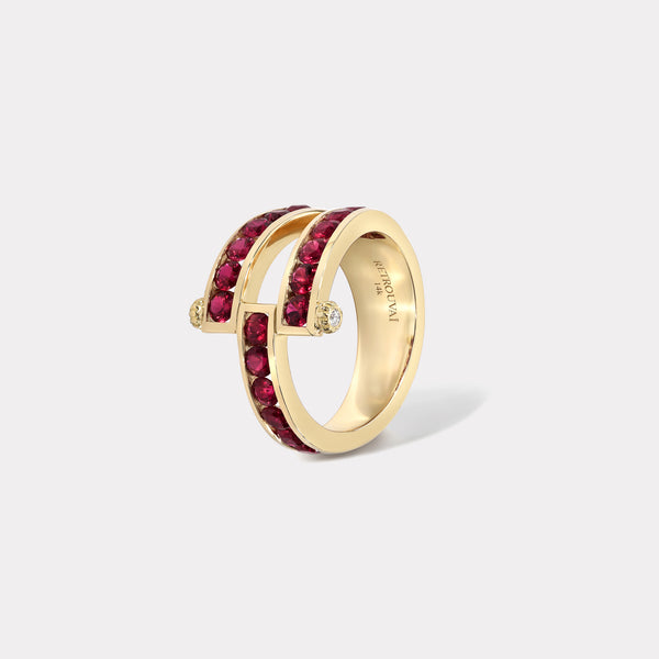Retrouvai Grandfather Magna Ring - Round Rubies