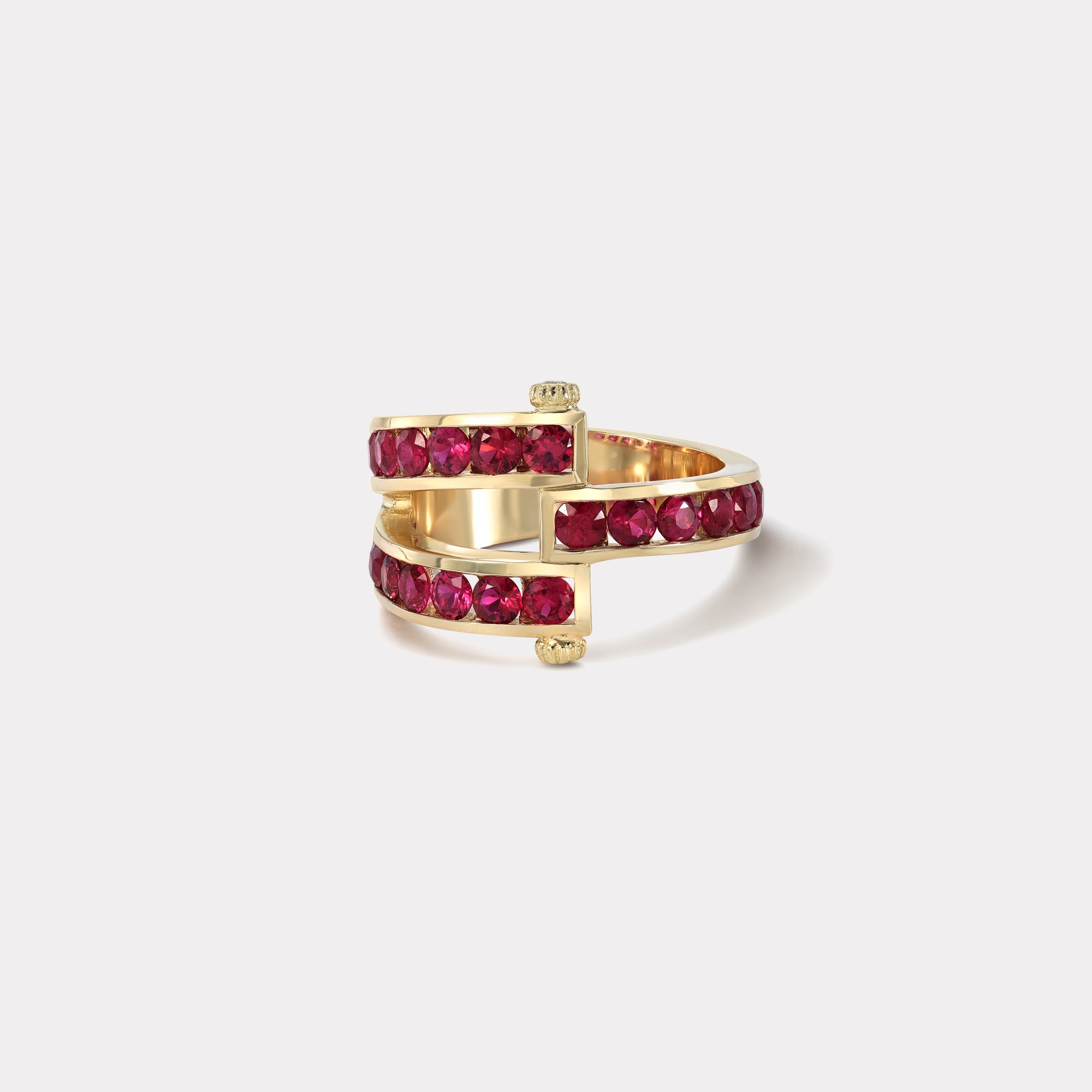 retrouvai Grandfather Magna Ring - Round Rubies