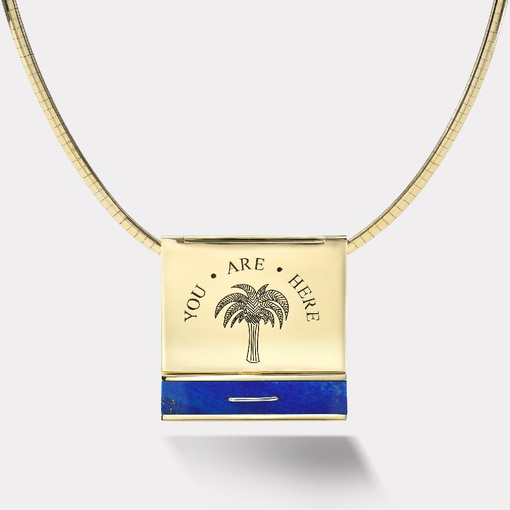 retrouvai Grandfather Matchbook Pendant - Lapis