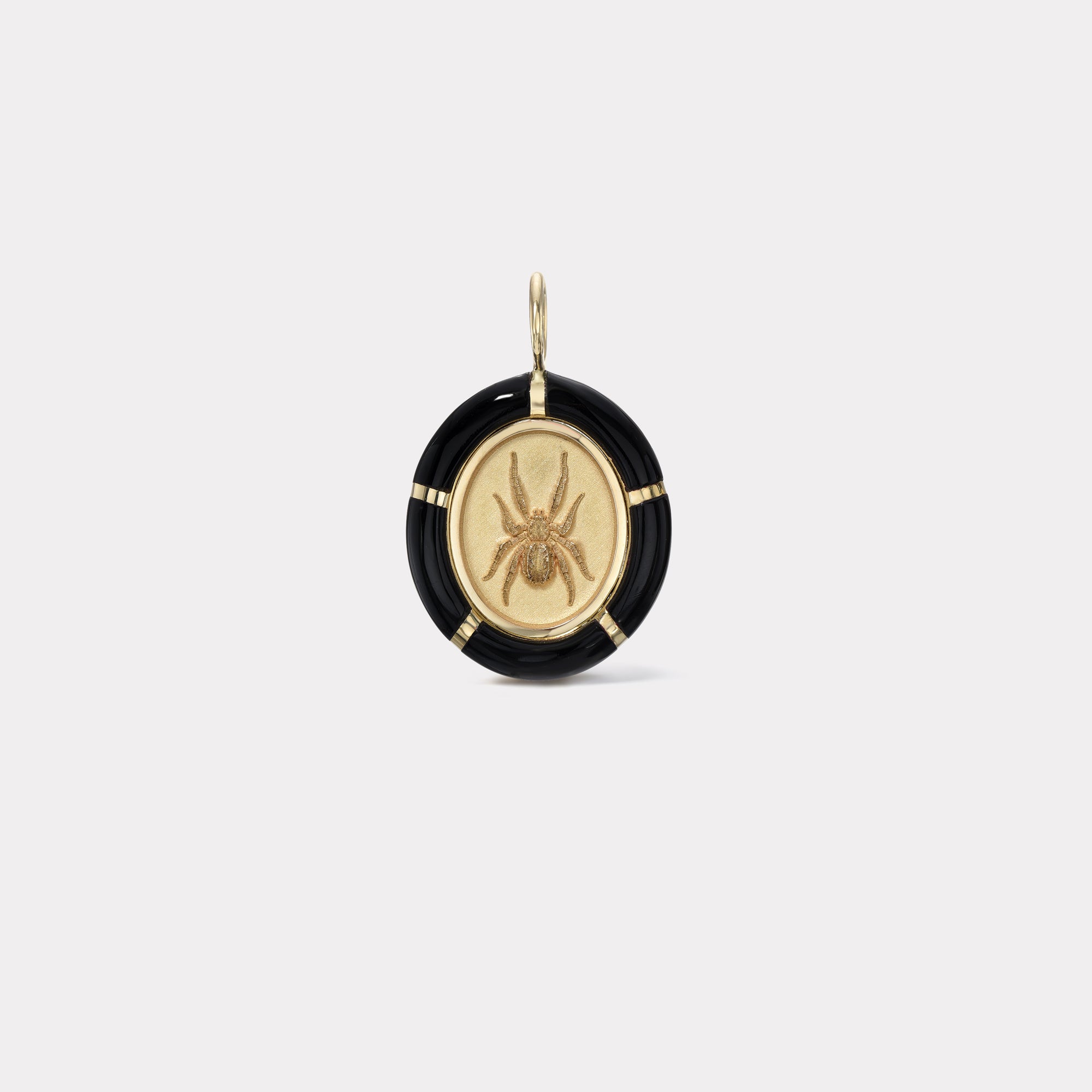 retrouvai Hand Cut Onyx Frame Spider Charm
