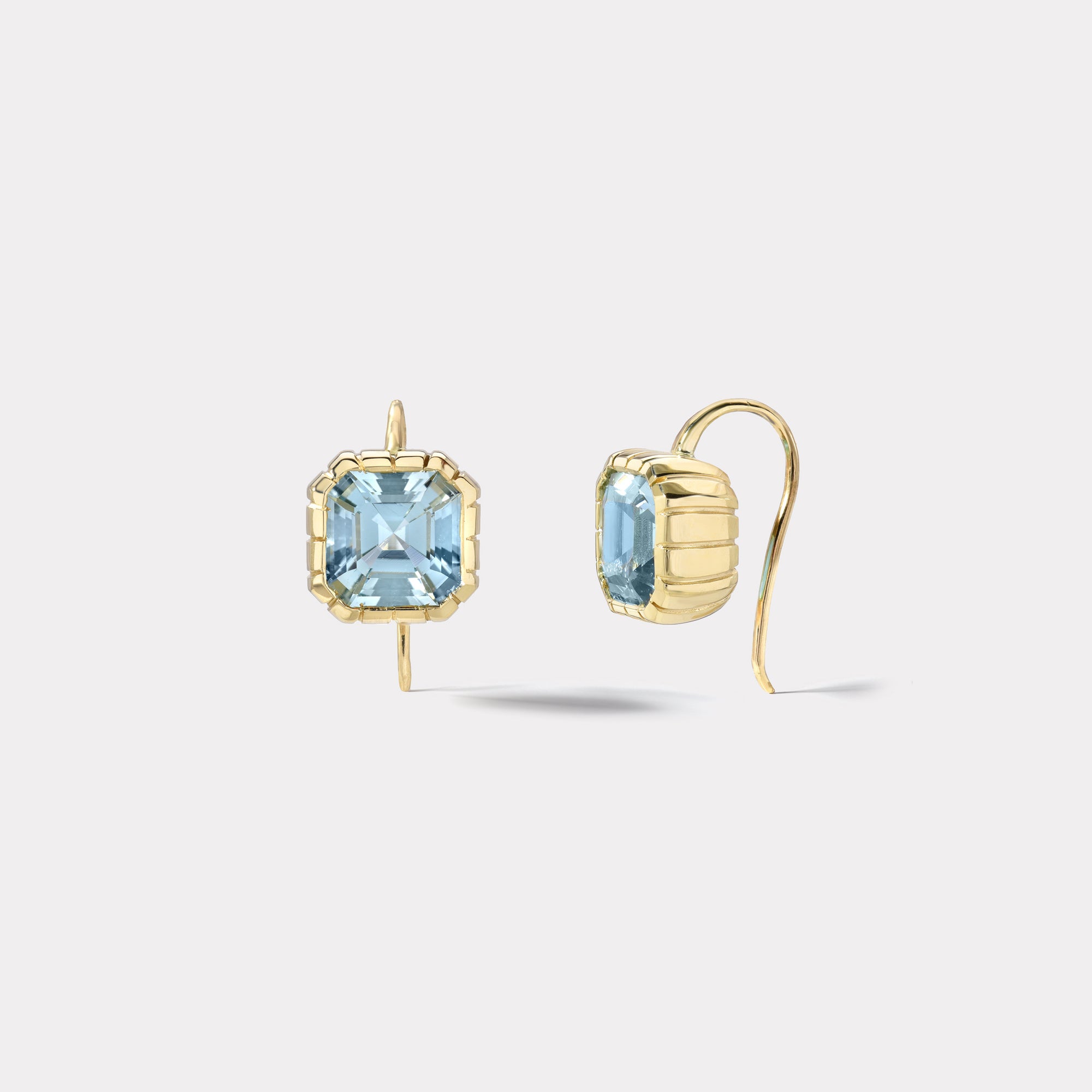 retrouvai Heirloom Bezel Aquamarine Earrings