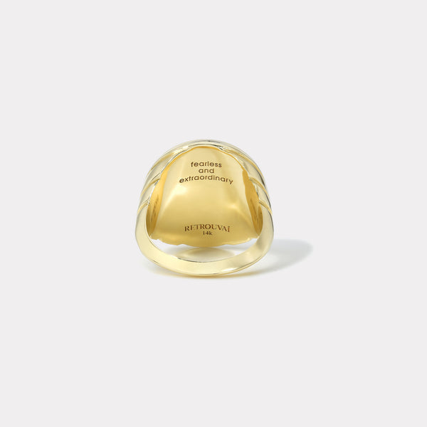 Retrouvai Lion Fantasy Signet Ring With Diamonds