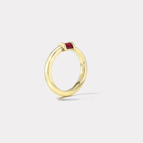 Retrouvai Magna Barrel Ring - Baguette Rubies