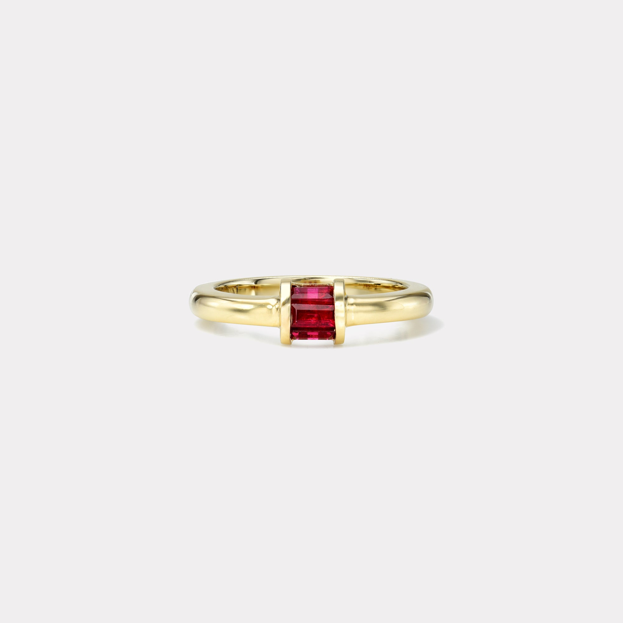 retrouvai Magna Barrel Ring - Baguette Rubies